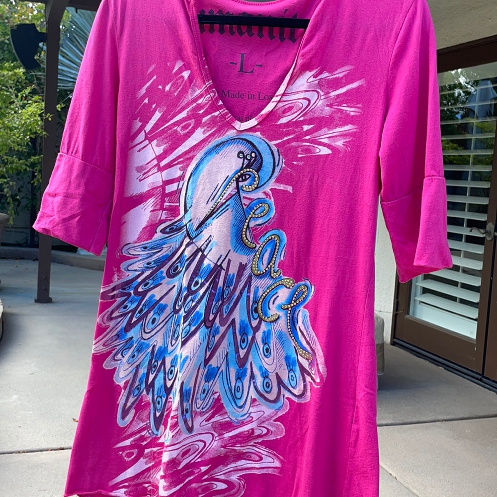 Amazing Hot Pink Top, Size L, By Humanity, Made in Los Angeles, Like New